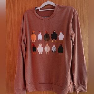 Chicken Print Brown Sweater
